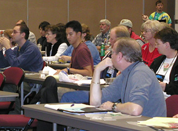 Our staff conducts numerous workshops and presentations at conferences and 
other venues for the professional development of geoscience educators. You can 
access the materials from these workshops <a 
href="/teacher_resources/main/w2u_workshops.html&edu=elem">
here</a>.<p><small><em> Windows to the Universe original image</em></small></p>