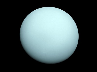 La imagen aguazul de Urano confirma el hecho de que Urano est cubierto con <a href="/uranus/atmosphere/U_clouds_overview.html&edu=high&lang=sp&dev=">nubes</a>. Lo regular de su apariencia muestra que la atmsfera del planeta est mayormente <a href="/uranus/atmosphere/U_atm_compo_overview.html&edu=high&lang=sp&dev=">compuesta</a> de una cosa, metano. El planeta aparece azul-verde porque el gas <a href="/physical_science/chemistry/methane.html&edu=high&lang=sp&dev=">metano</a> de la atmsfera atrapa la luz roja y no permite que ese color escape. Esta imagen fue tomada por <a href="/space_missions/voyager.html&edu=high&lang=sp&dev=">Voyager2</a> en 1986.<p><small><em>Imagen cortesa de NASA.</em></small></p>
